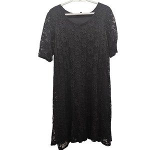 Tiana B. Black Lace & Embroidery Pullover Swing Lined Dress Size XL